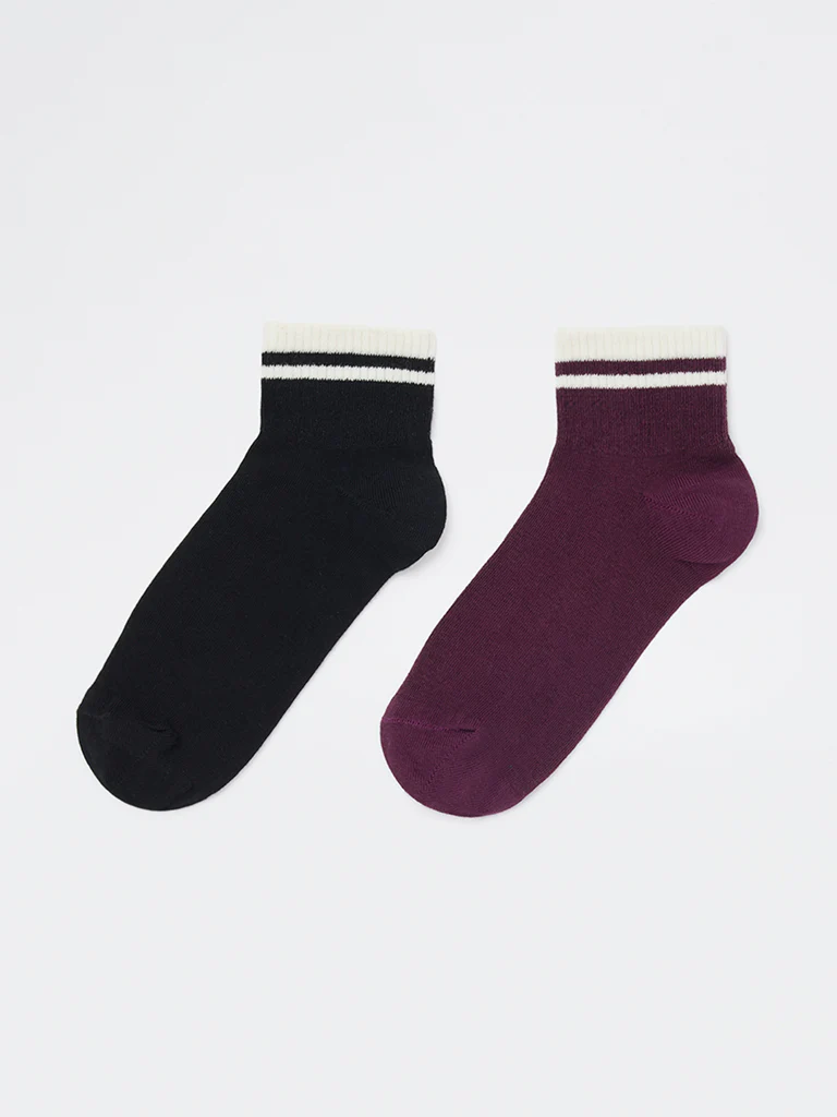 Wunderlove Black Cotton-Blend Socks - Pack of 2