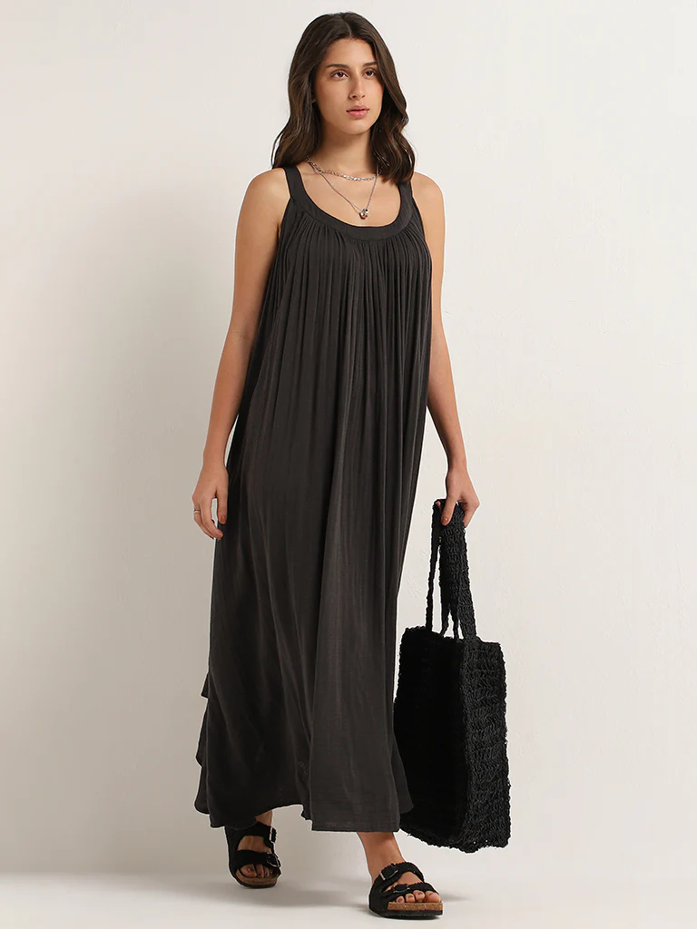 Wunderlove Black Cotton Maxi Dress - Image 4