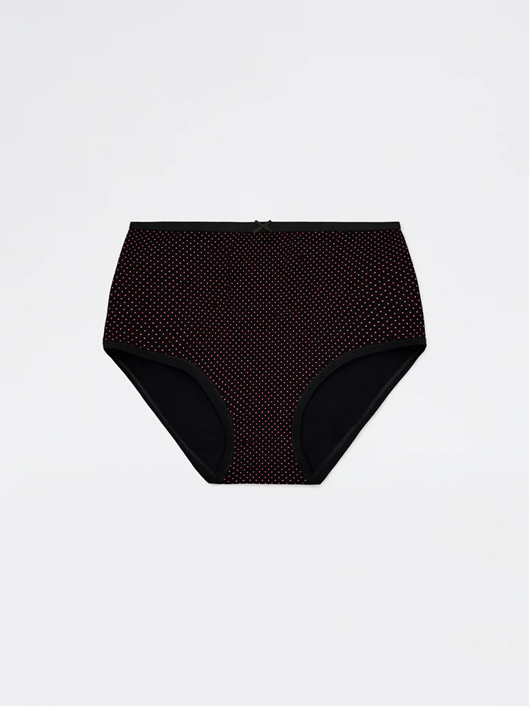 Wunderlove Black Floral Printed Cotton-Blend Full Briefs - Pack of 3 - Image 7