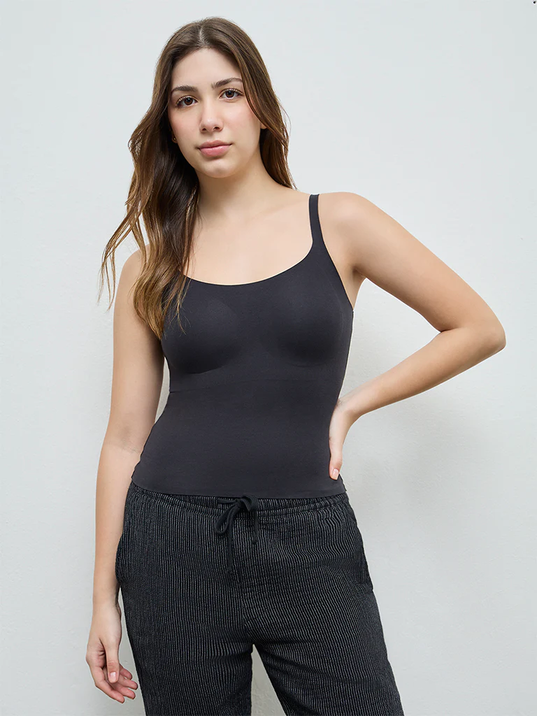 Wunderlove Black Invisible Cotton-Blend Camisole