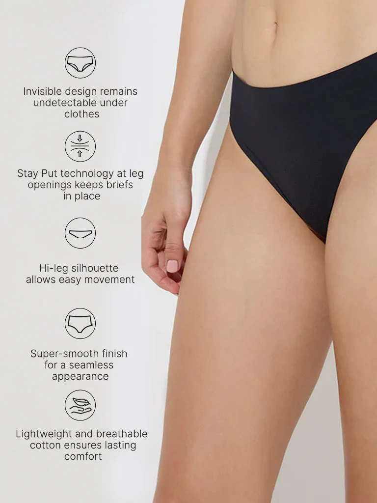 Wunderlove Black Invisible Hi-Leg Briefs - Image 4