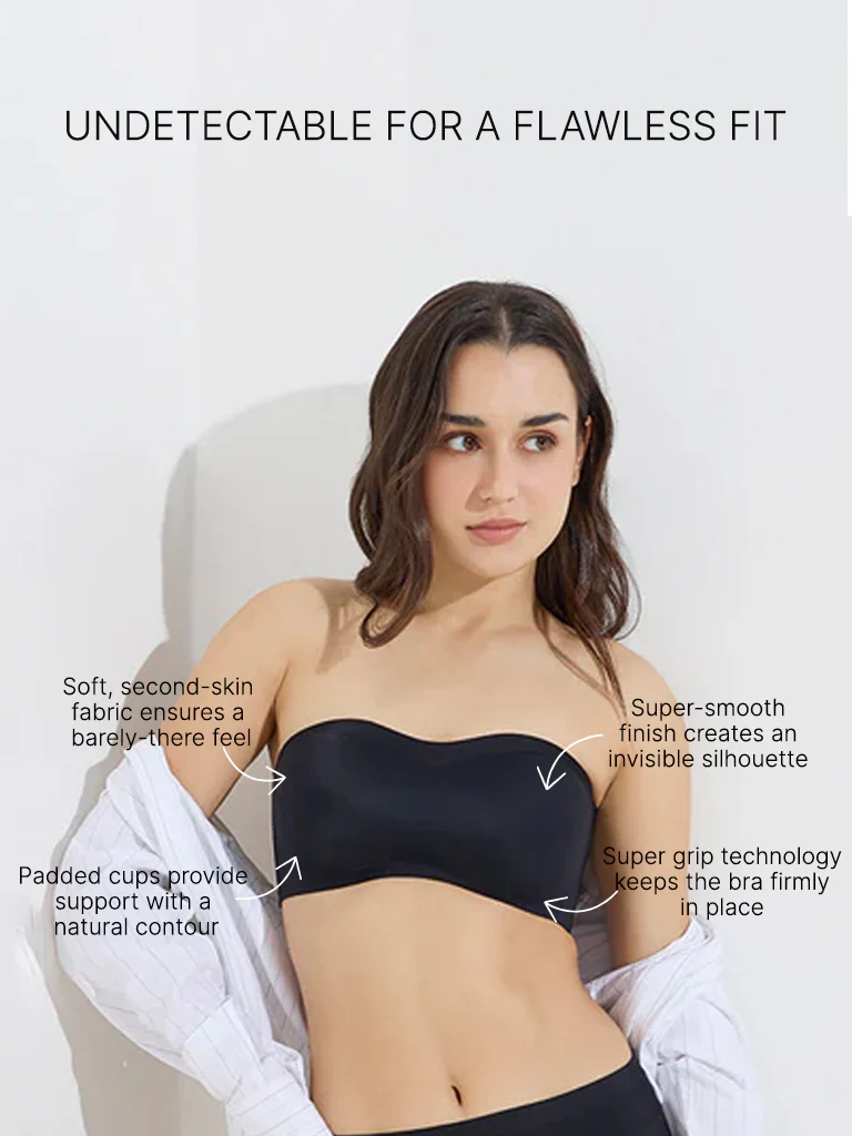 Wunderlove Black Invisible Supergrip Padded Bra - Image 4