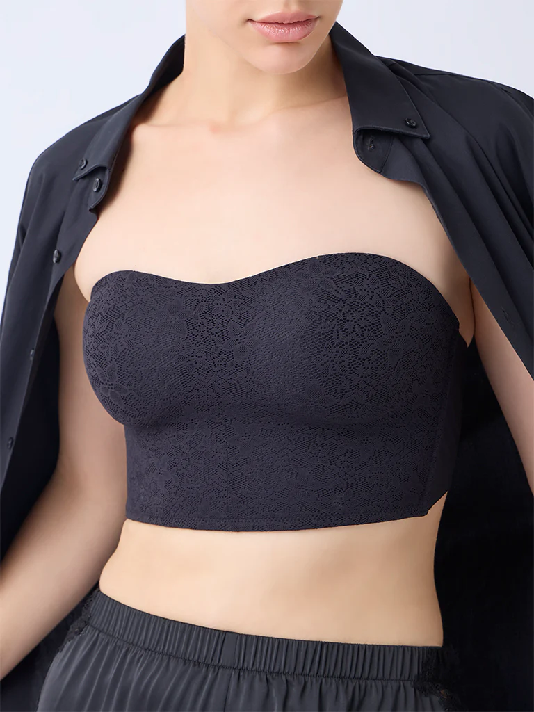 Wunderlove Black Lace Invisible Super grip Padded Bra - Image 3