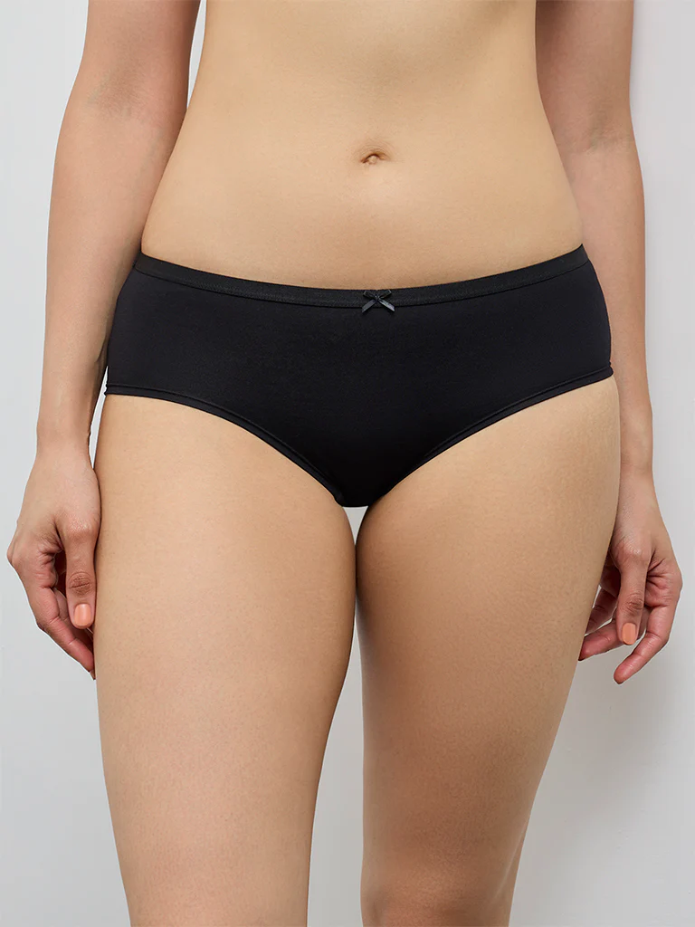Wunderlove Black Low-Rise Cotton-Blend Briefs - Pack of 3 - Image 3