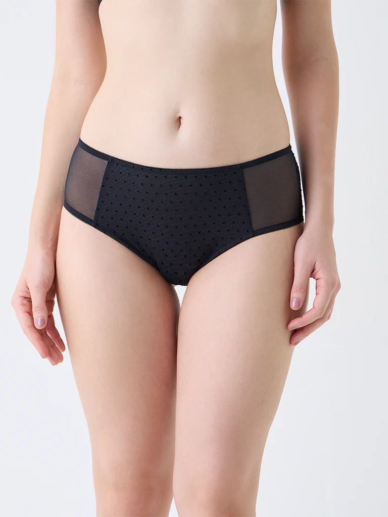 Wunderlove Black Polka Dotted Hi-Leg Briefs - Image 2