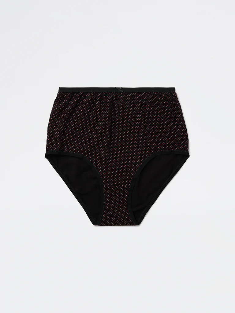 Wunderlove Black Printed Cotton-Blend Full Briefs - Pack of 3 - Image 7