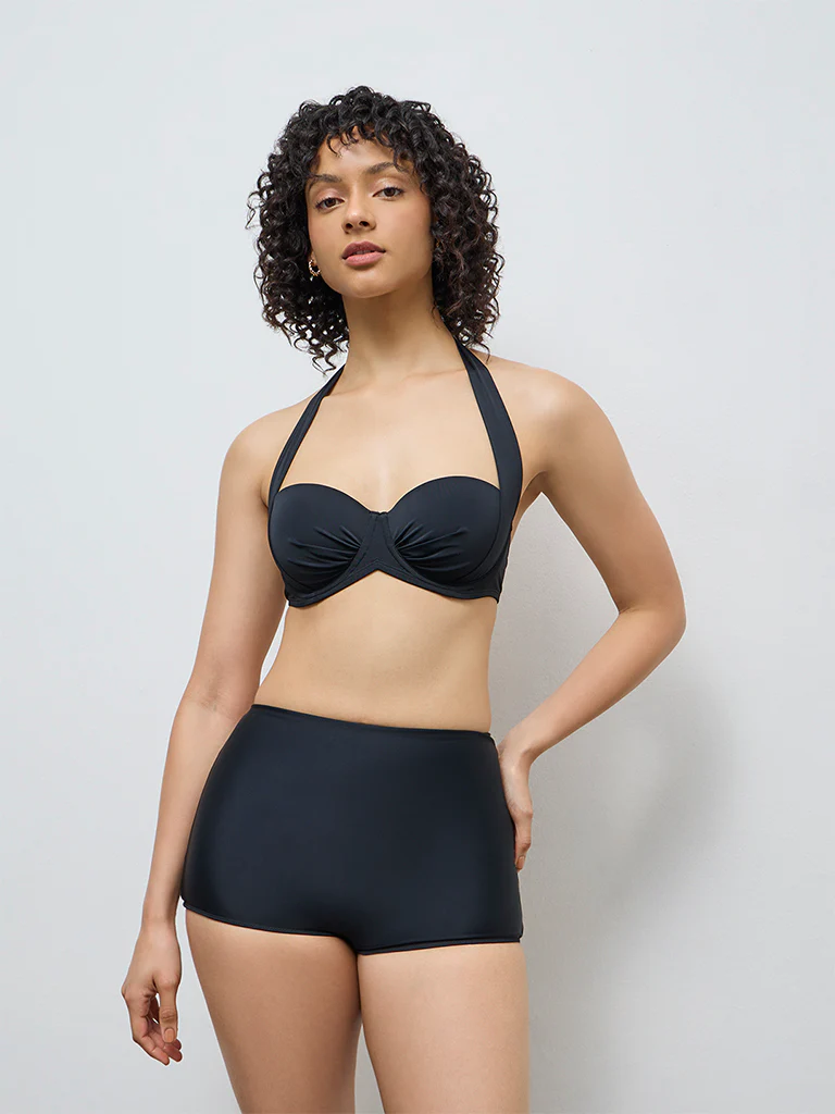 Wunderlove Black Solid Hi-Waist Briefs