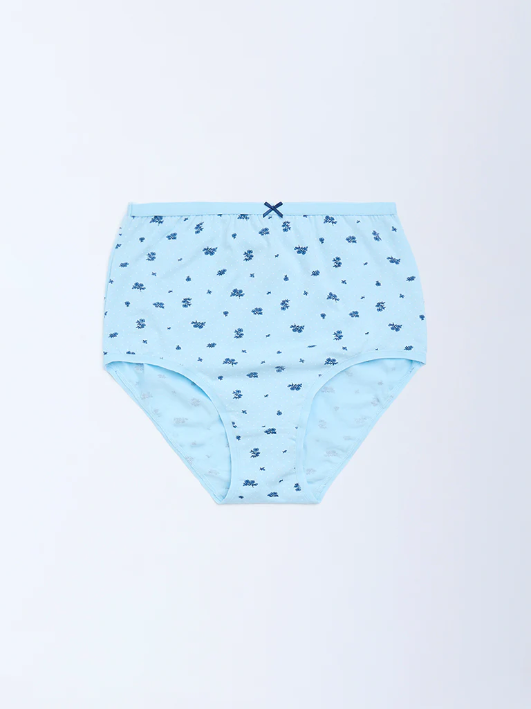 Wunderlove Blue Cotton-Blend Full Briefs - Pack of 3 - Image 7