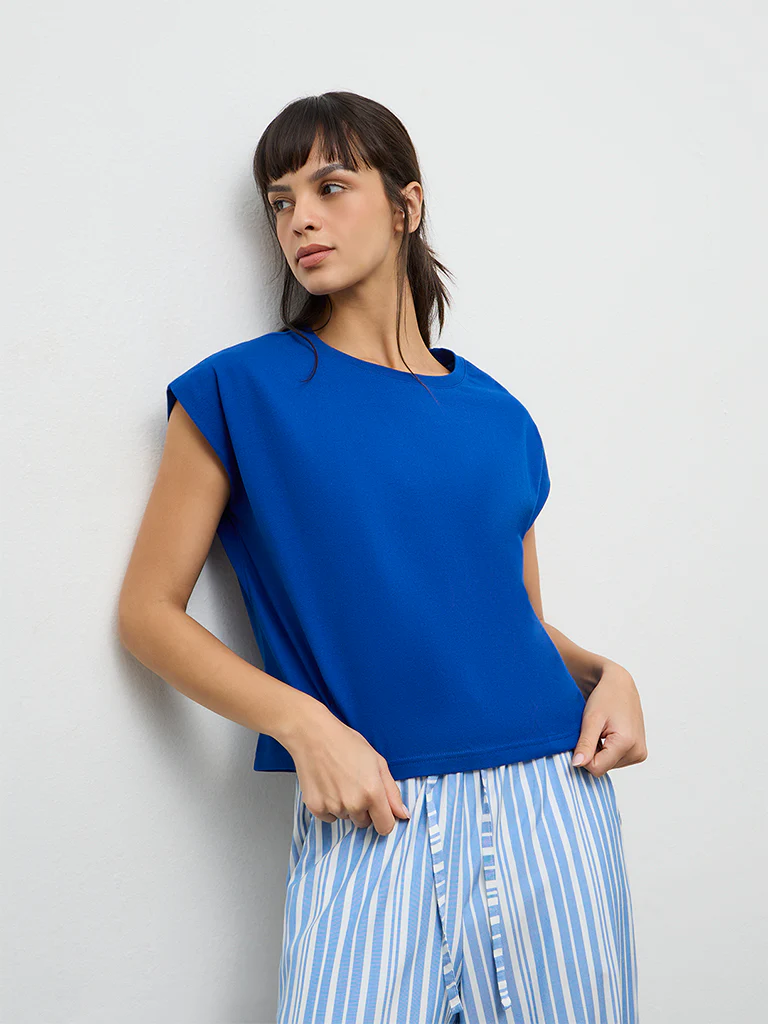Wunderlove Blue Cotton T-Shirt