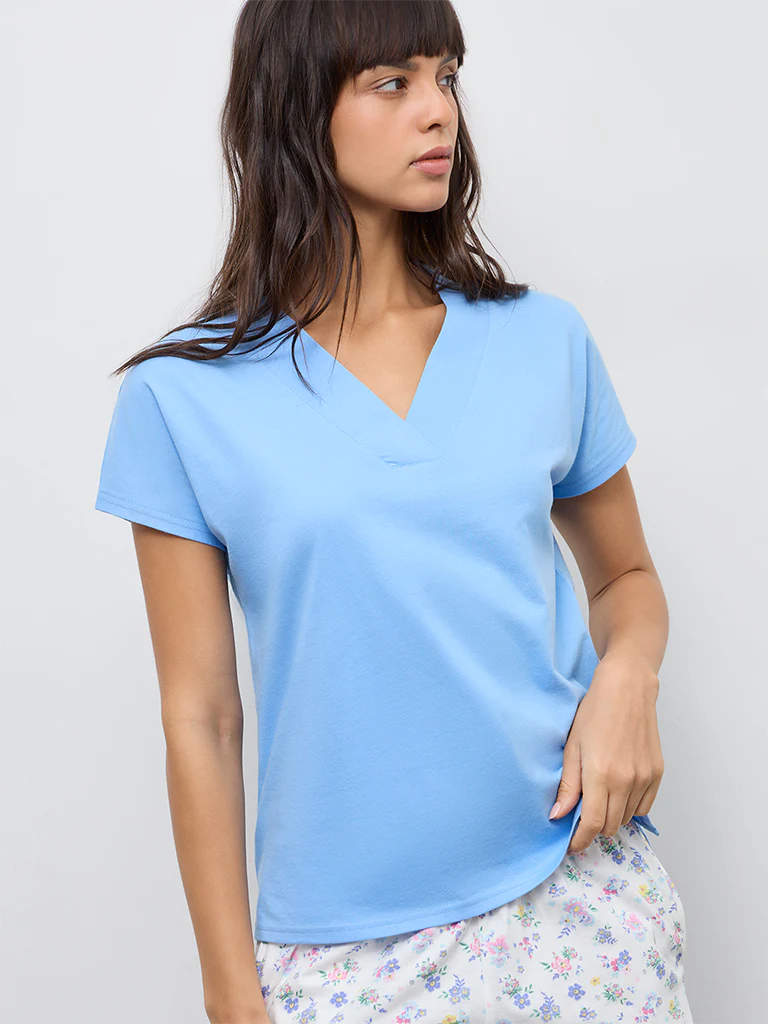 Wunderlove Blue Cotton T-Shirt