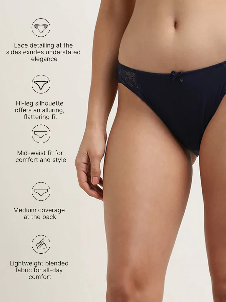 Wunderlove Blue Lace Hi-Leg Briefs - Image 3