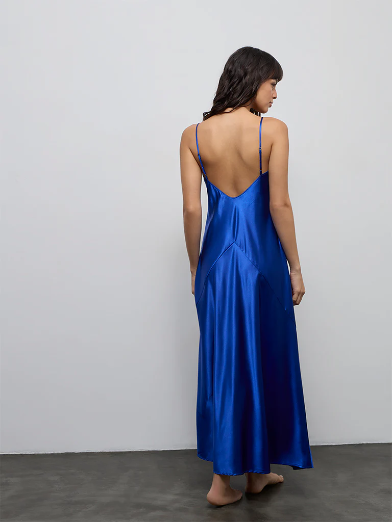 Wunderlove Blue Solid Slip Dress - Image 4