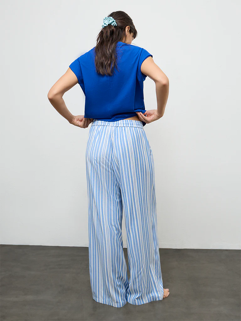 Wunderlove Blue Striped High-Rise Pyjamas - Image 4