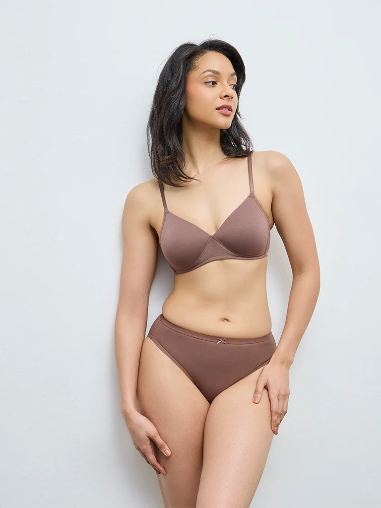 Wunderlove Brown Cotton-Blend Bras - Pack of 3