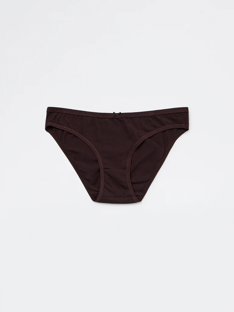 Wunderlove Brown Heart Printed Bikini Cotton-Blend Briefs - Pack of 3 - Image 5
