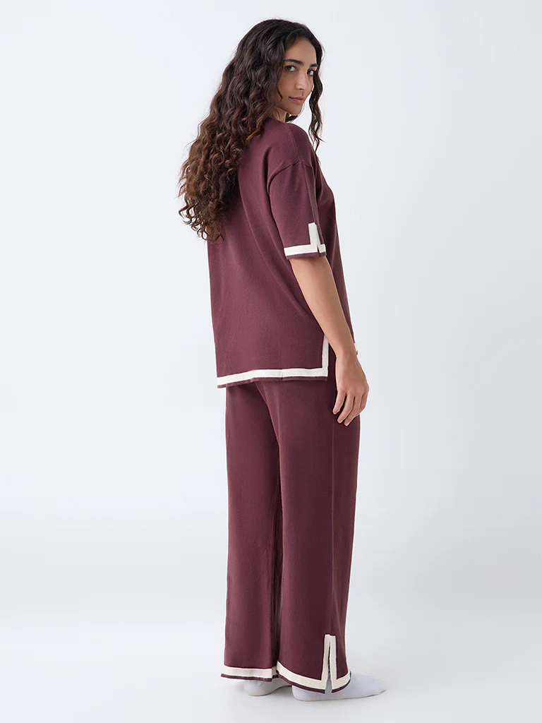 Wunderlove Brown High-Rise Lounge Pants - Image 4
