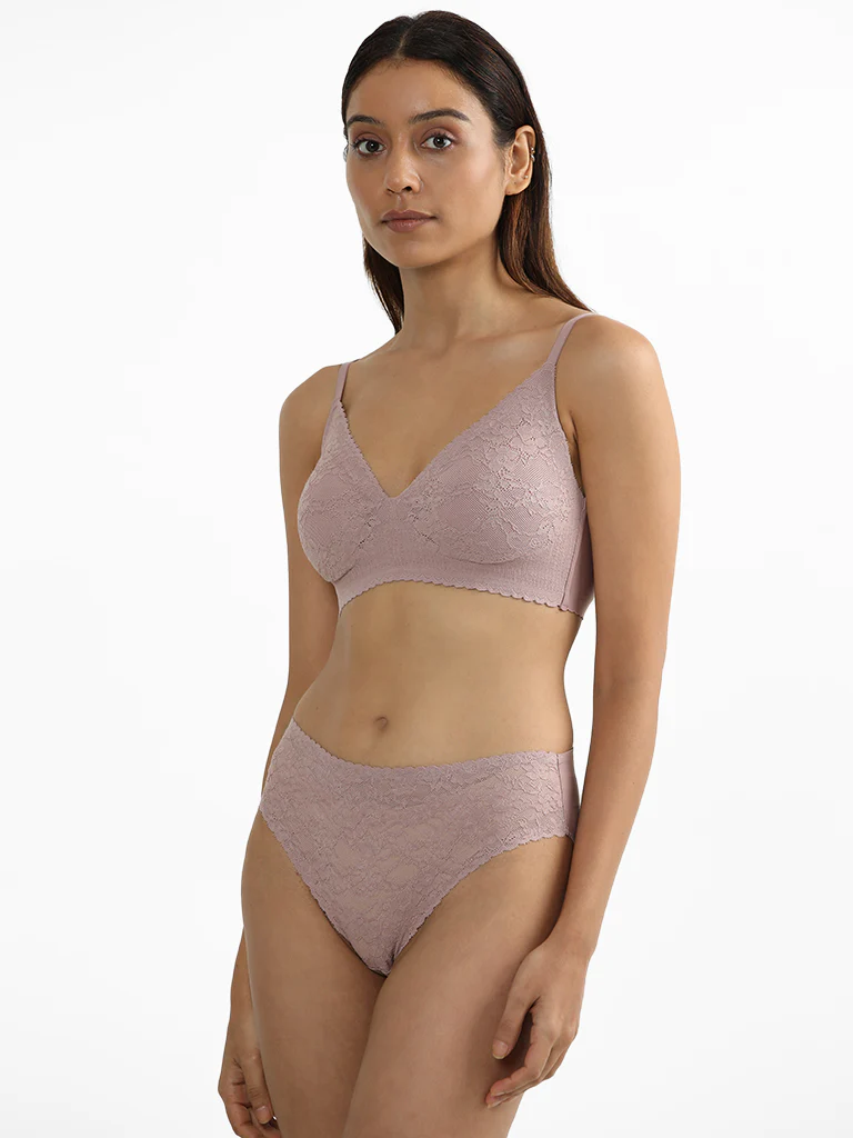 Wunderlove Brown Invisible Lace Briefs - Image 5