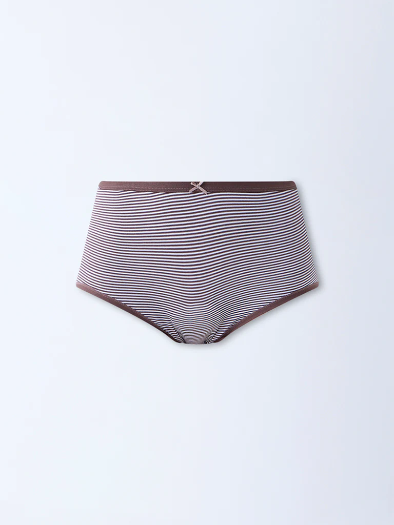 Wunderlove Brown Printed Cotton-Blend Briefs - Pack of 3 - Image 5