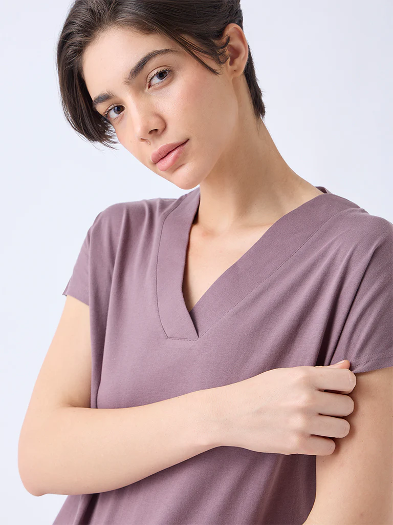 Wunderlove Brown Solid Cotton Top - Image 3