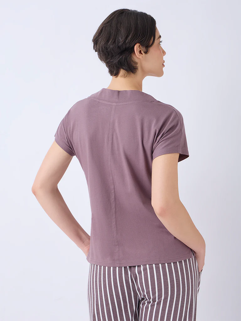 Wunderlove Brown Solid Cotton Top - Image 4