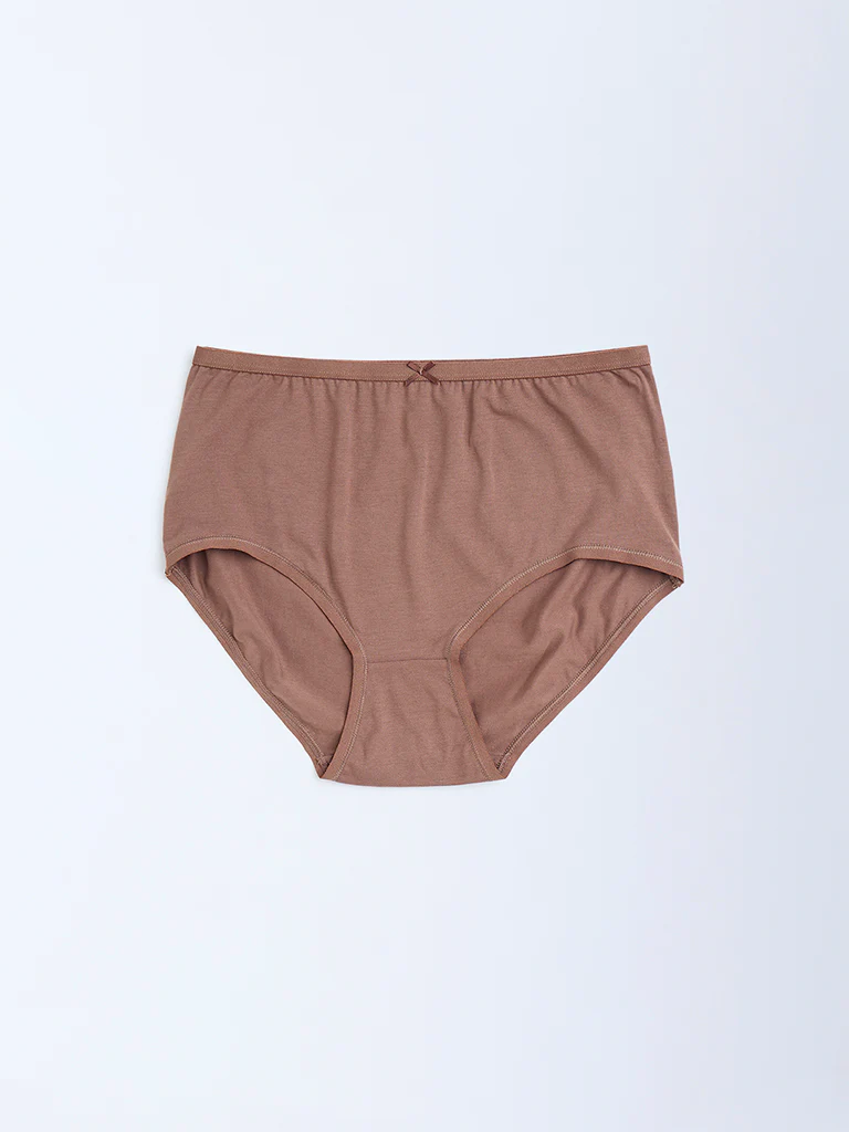 Wunderlove Brown Solid High-Rise Briefs - Pack of 3 - Image 4