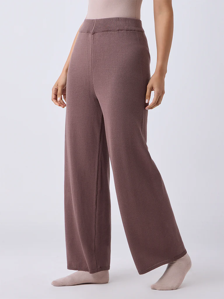 Wunderlove Brown Solid High-Rise Cotton Pants - Image 2