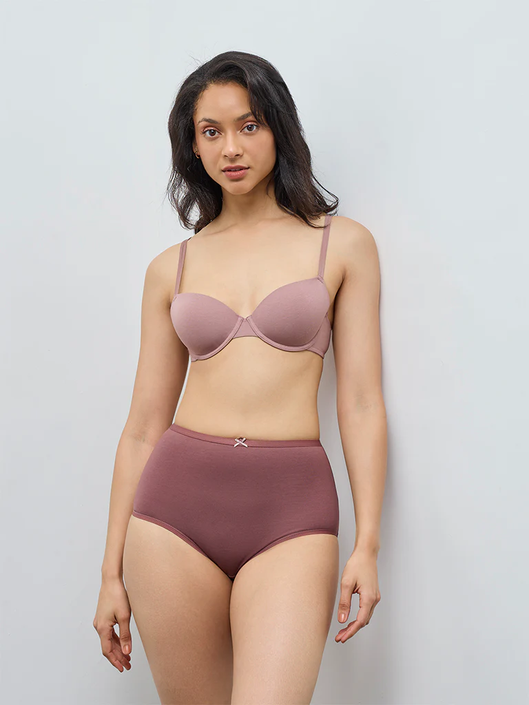 Wunderlove Burgundy Cotton-Blend Full Briefs - Pack of 3