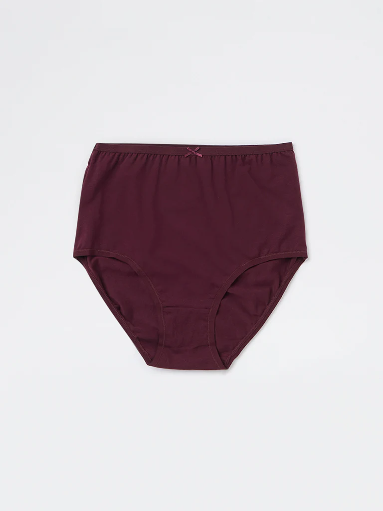 Wunderlove Burgundy Full Cotton-Blend Briefs - Pack of 3 - Image 7
