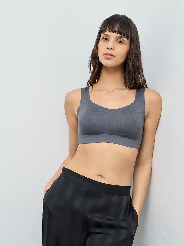 Wunderlove Charcoal Smooth Self-Striped Padded Bra