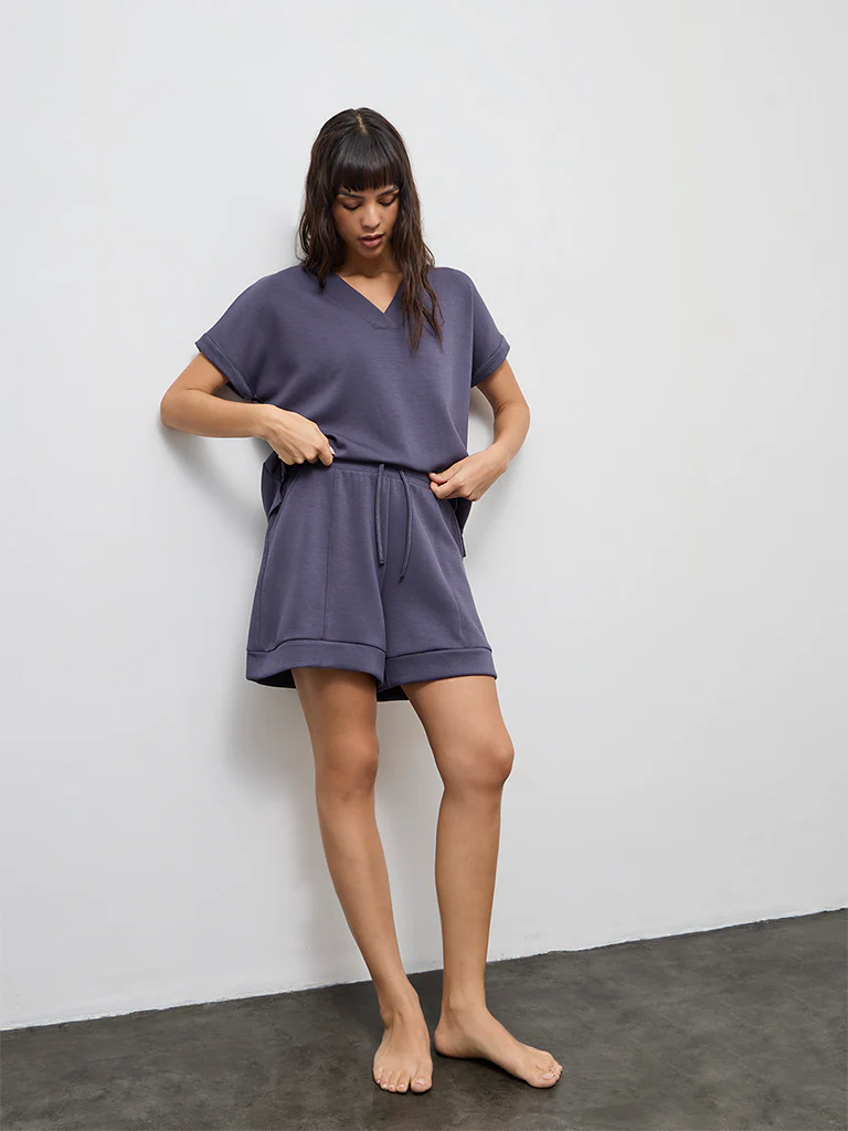 Wunderlove Charcoal Solid High-Rise Shorts