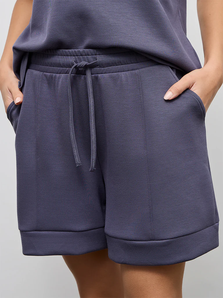 Wunderlove Charcoal Solid High-Rise Shorts - Image 3