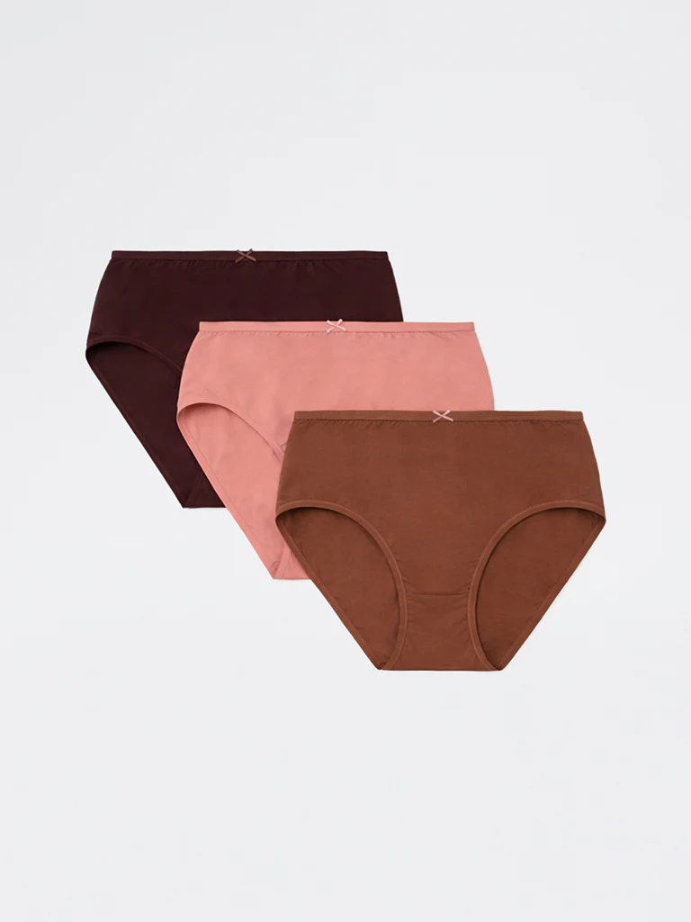 Wunderlove Dark Brown Full Cotton-Blend Briefs - Pack of 3 - Image 2