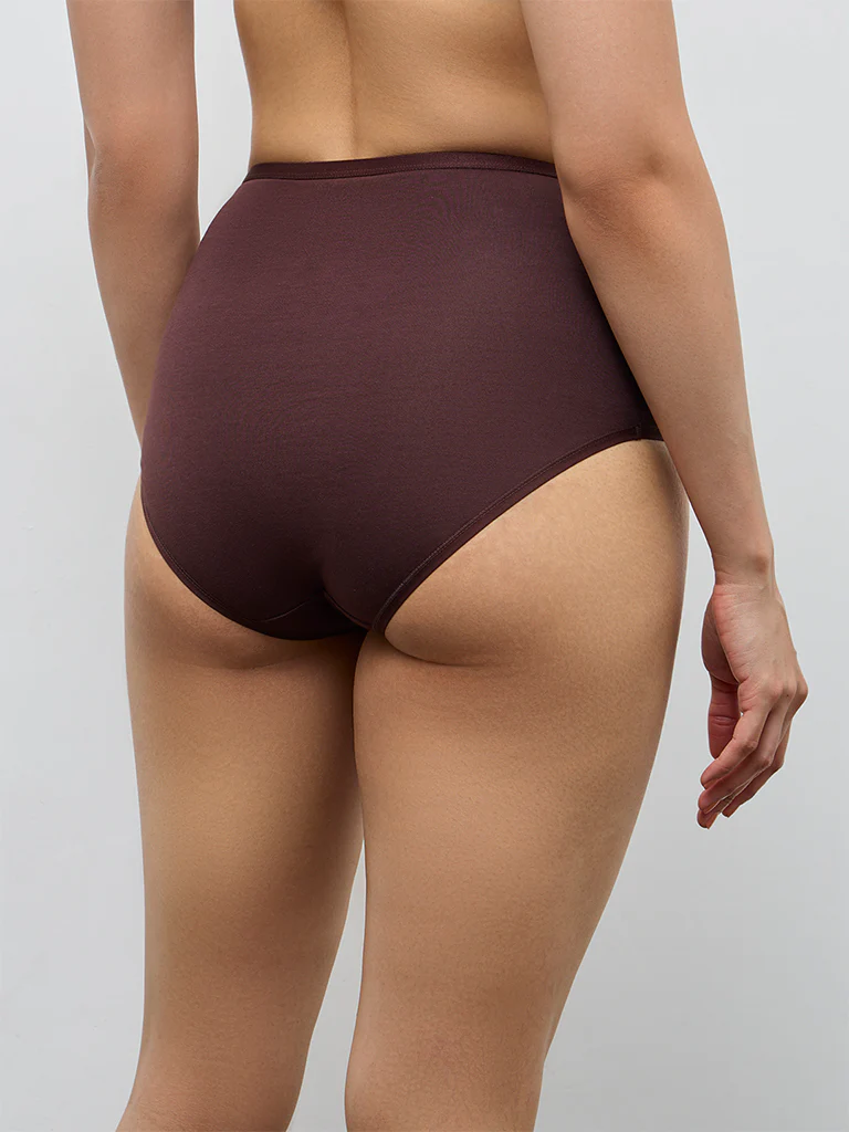 Wunderlove Dark Brown Full Cotton-Blend Briefs - Pack of 3 - Image 5