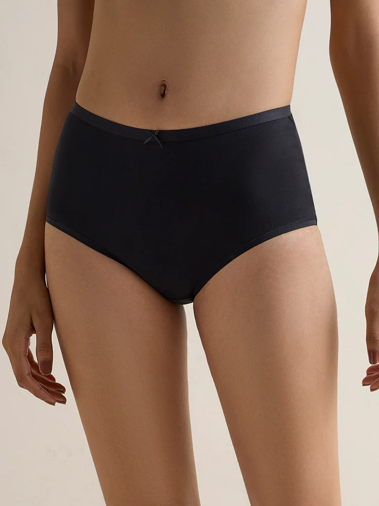 Wunderlove Dark Mauve Cotton-Blend Hi-Rise Briefs - Pack of 3 - Image 2