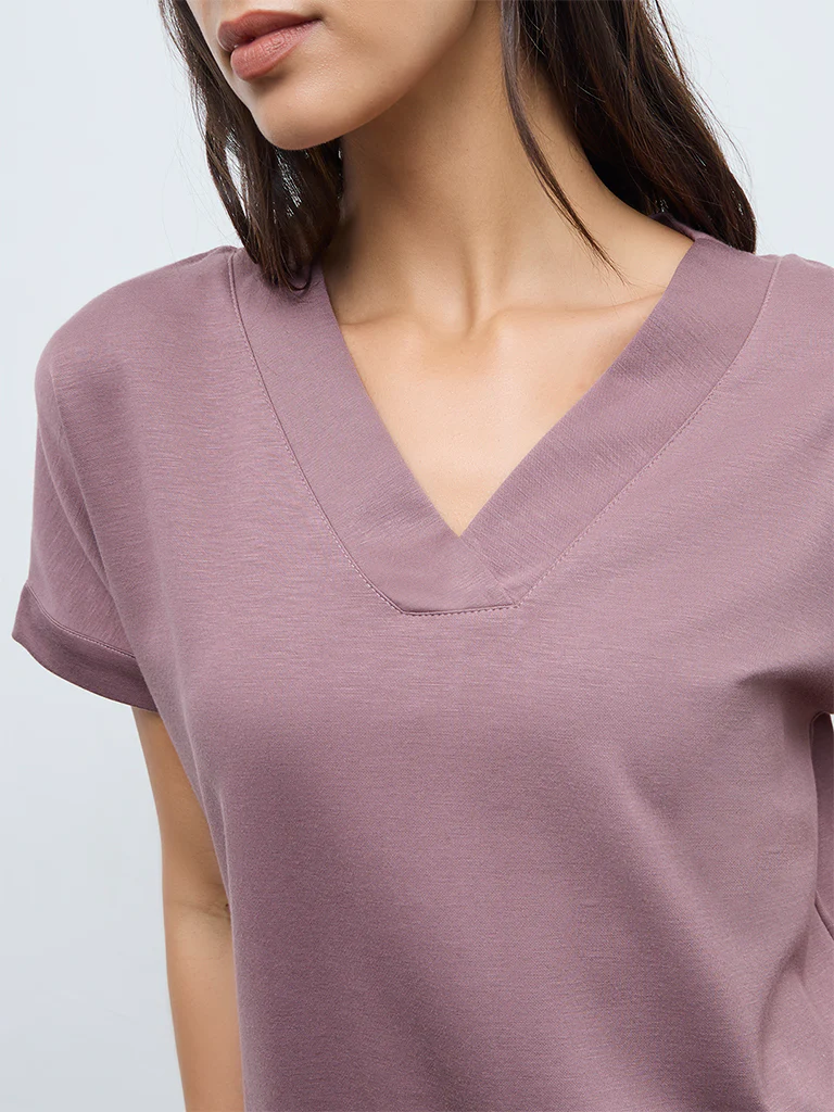 Wunderlove Dark Mauve Solid Top - Image 3