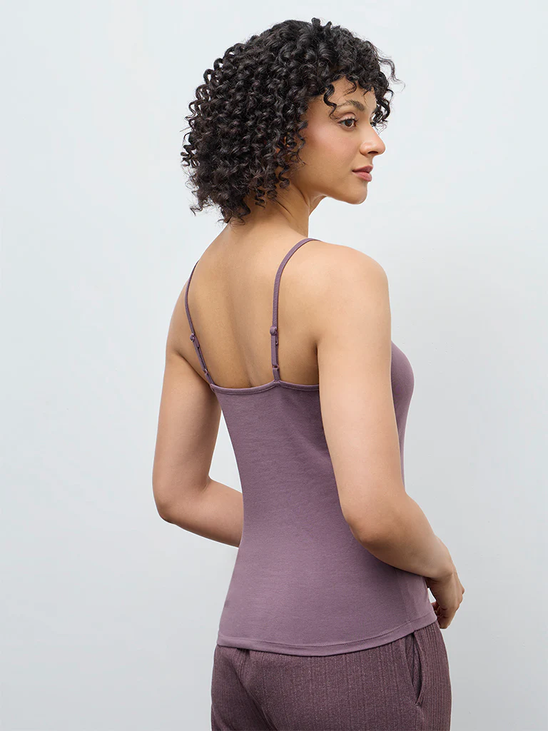 Wunderlove Dusty Beige Cotton-Blend Camisole - Pack of 2 - Image 4