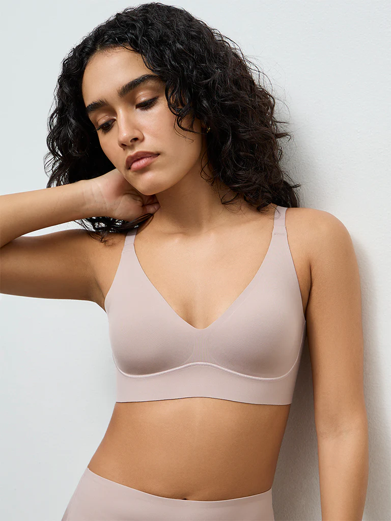 Wunderlove Dusty Beige Cotton-Blend Fygure Shaping Bra - Image 4