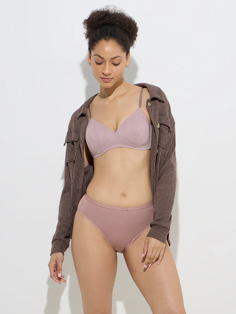 Wunderlove Dusty Pink Cotton-Blend Briefs - Pack of 3 - Image 3
