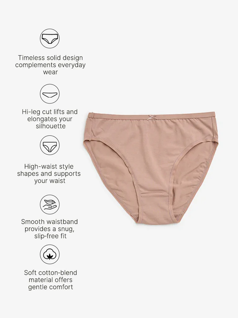 Wunderlove Dusty Pink Cotton-Blend Briefs - Pack of 3 - Image 4