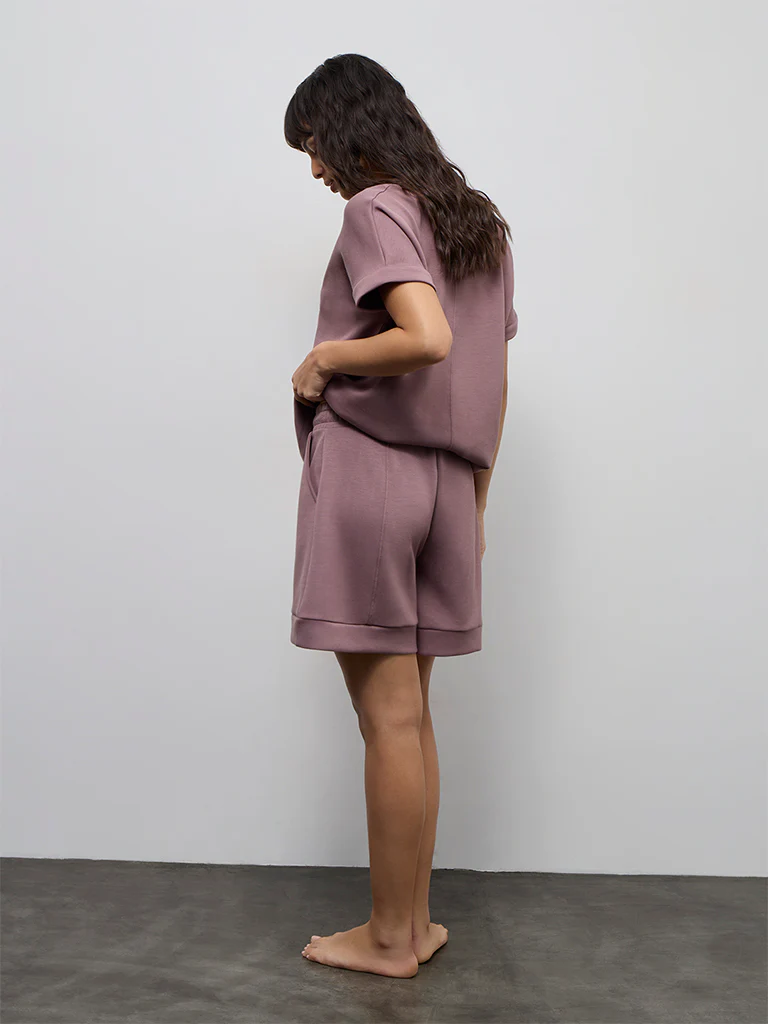 Wunderlove Dusty Pink Solid High-Rise Shorts - Image 4