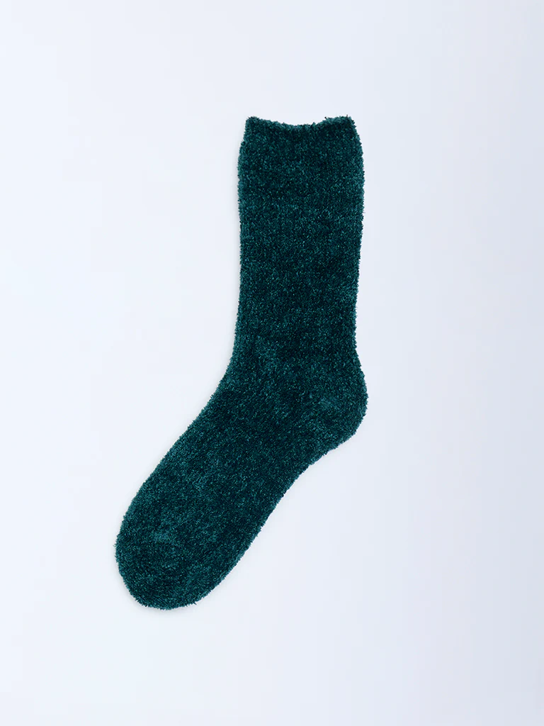 Wunderlove Emerald Green Chenille Fuzzy Socks