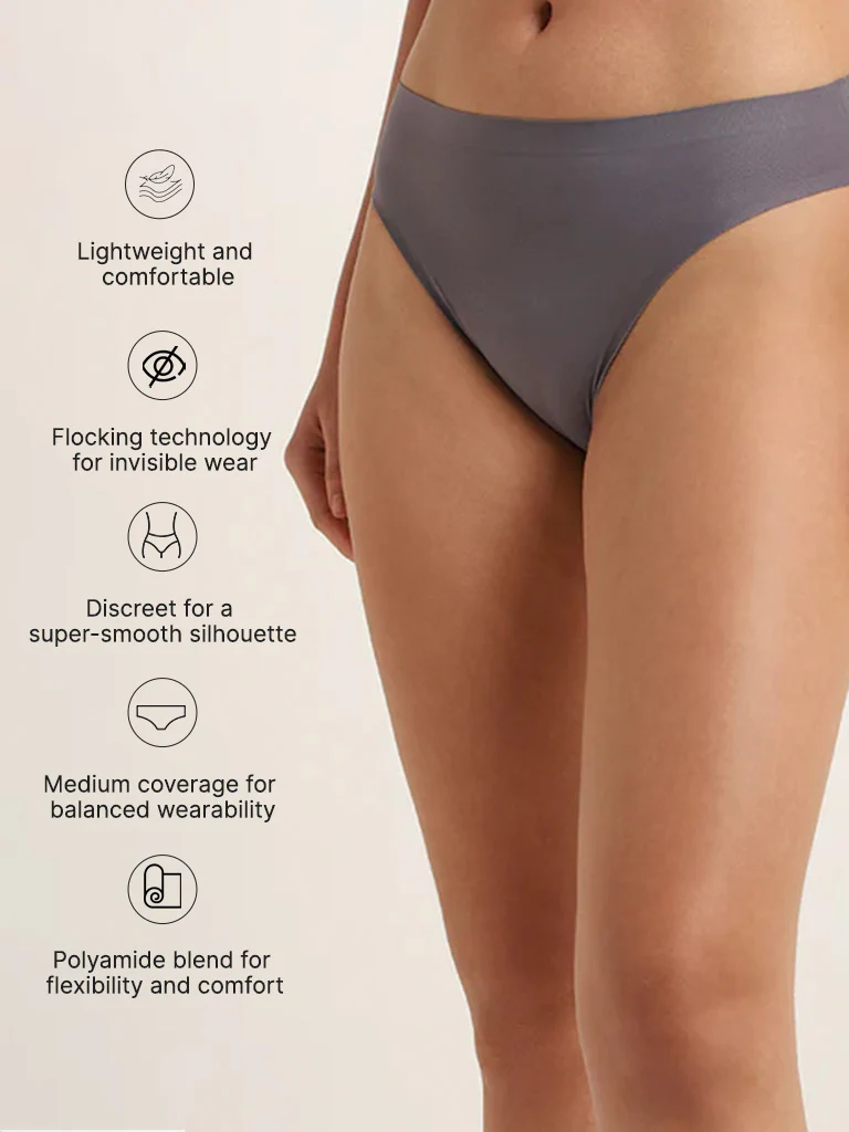 Wunderlove Grey Invisible Hi leg Briefs - Image 4
