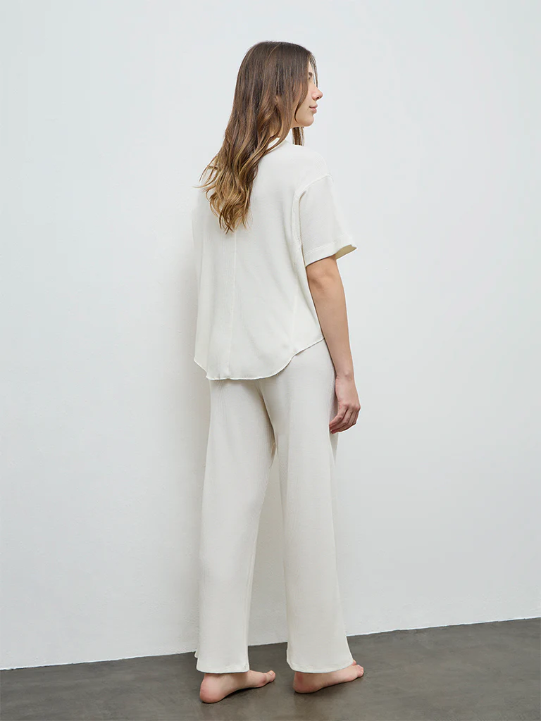 Wunderlove Ivory Waffle-Textured High-Rise Pants - Image 4