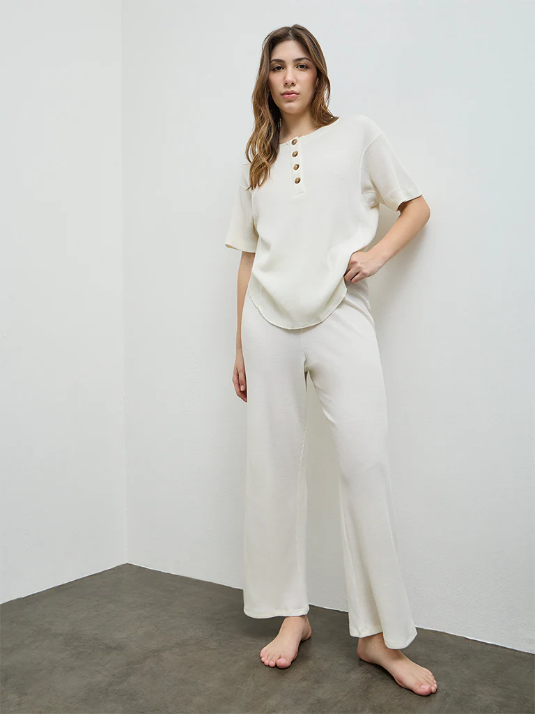 Wunderlove Ivory Waffle-Textured Top - Image 2
