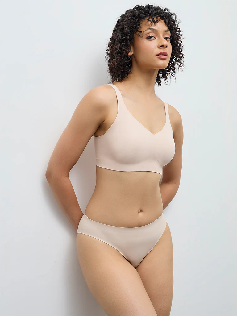 Wunderlove Light Beige Cotton-Blend Padded Bra