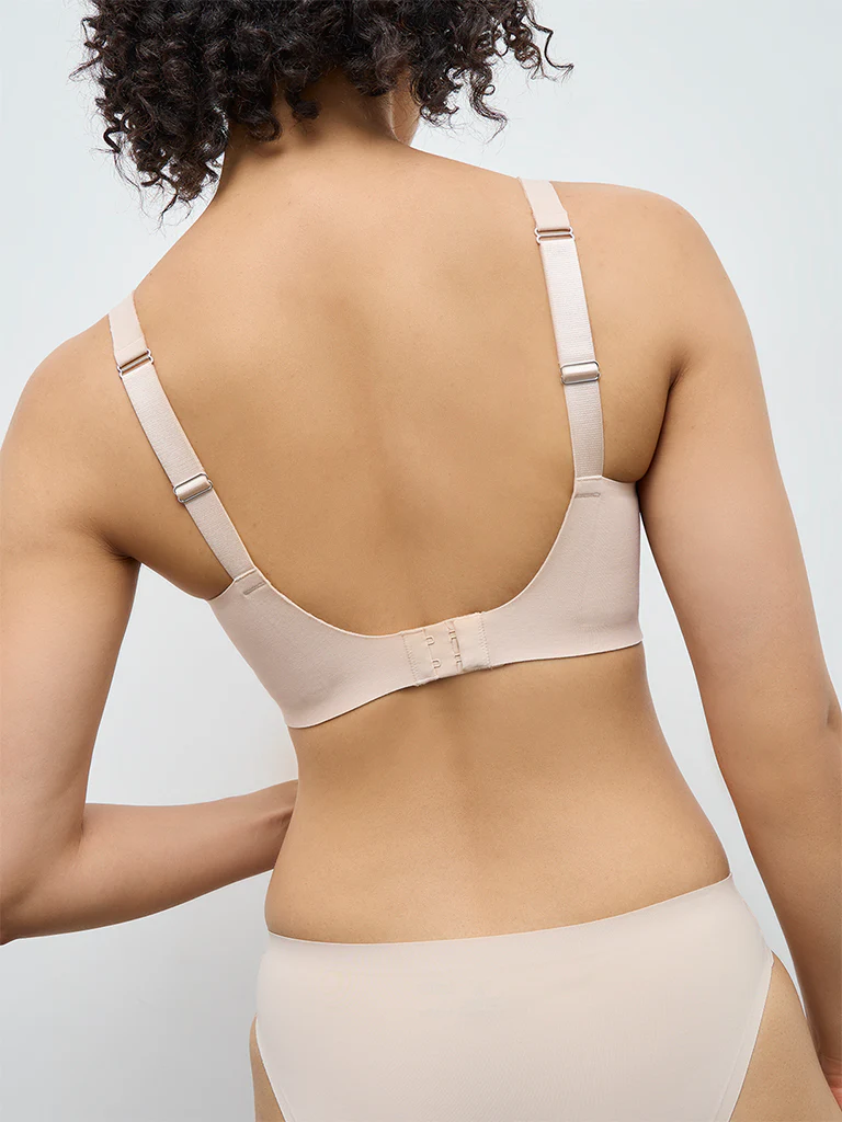 Wunderlove Light Beige Cotton-Blend Padded Bra - Image 4