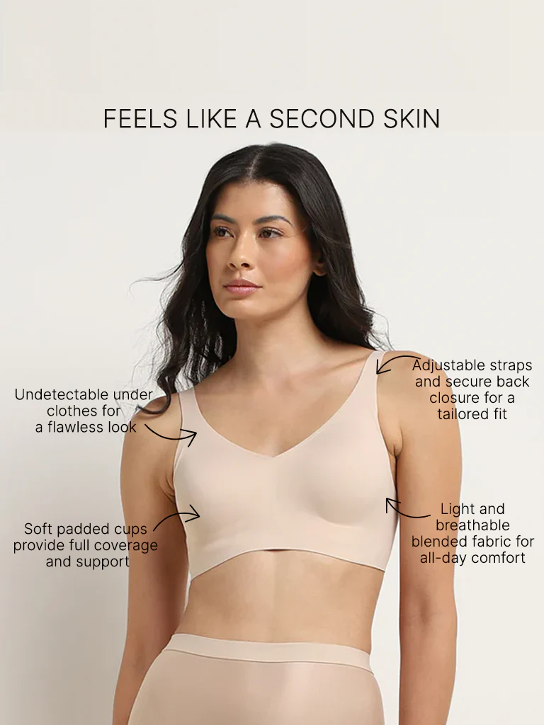 Wunderlove Light Beige Invisible Padded Bra - Image 3