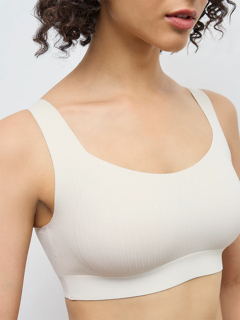 Wunderlove Light Cream Self-Striped Padded Bra - Image 3
