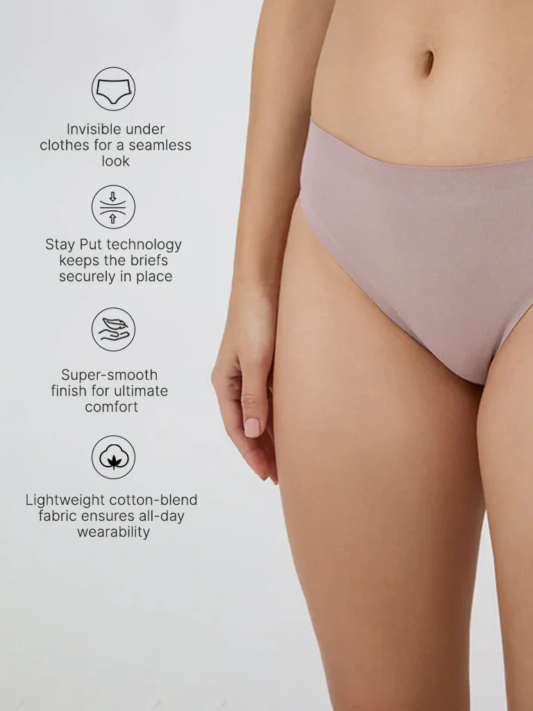 Wunderlove Light Mauve Invisible Hi-Leg Briefs - Image 4