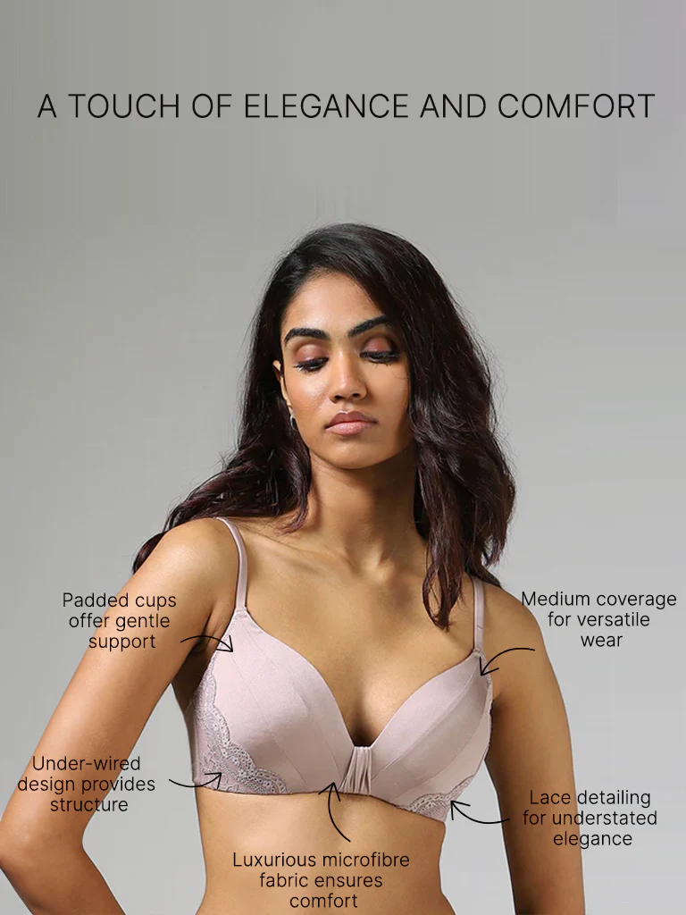 Wunderlove Light Taupe Lace Strap Bra - Image 3